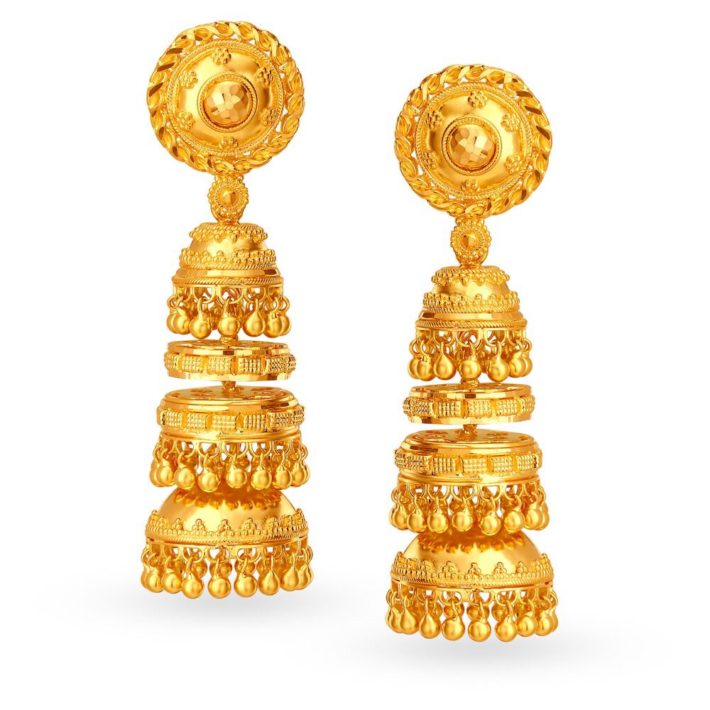 Square shaped top jhumkas gold
