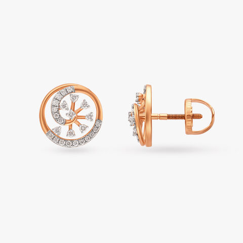Celestial Twirl Diamond Stud Earrings