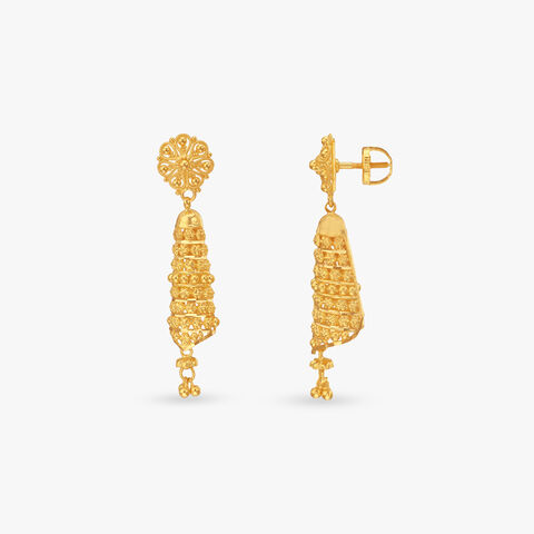 Majestic Spiral Gold Jhumka Earrings