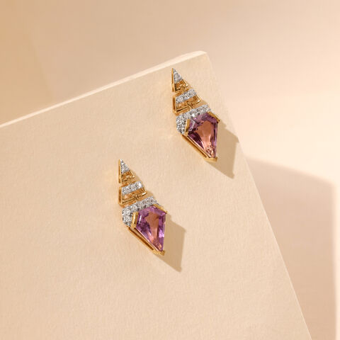 Sleek Radiant Amethyst Drop Earrings