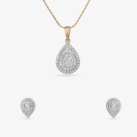 Celestial Pear Diamond Pendant and Earrings Set