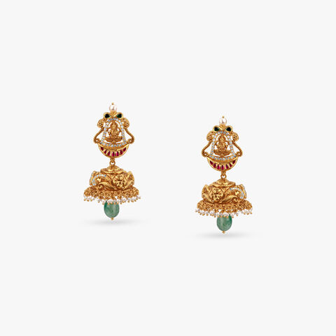 Divine Lotus Gold Jhumka Earrings