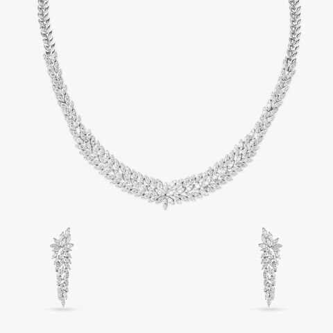 Lustrous Vine Diamond Necklace Set