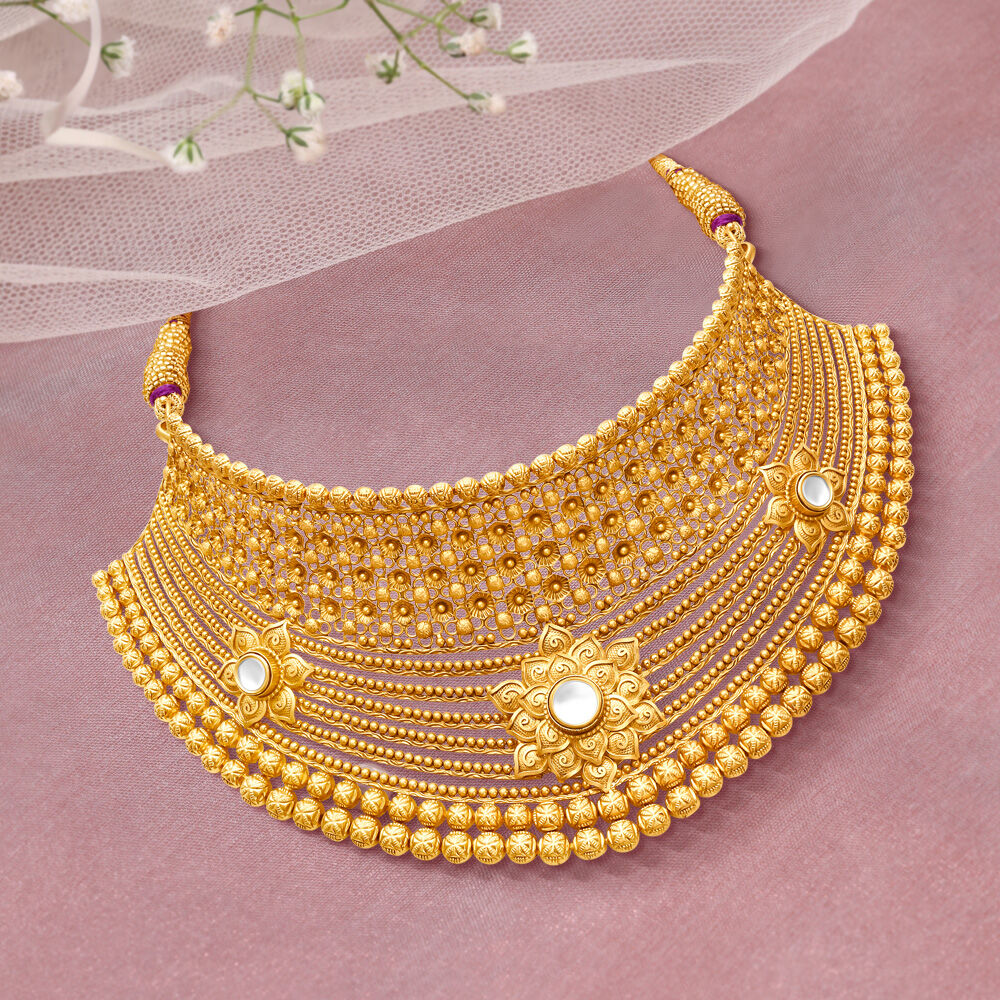 Choker necklace on sale gold tanishq