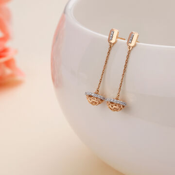 Dazzling 14kt Gold Inverted Jhumkas with Diamond Detailing for a Classic Look