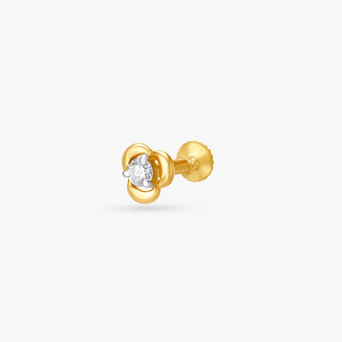 Modern Gold and Diamond Nose Pin
