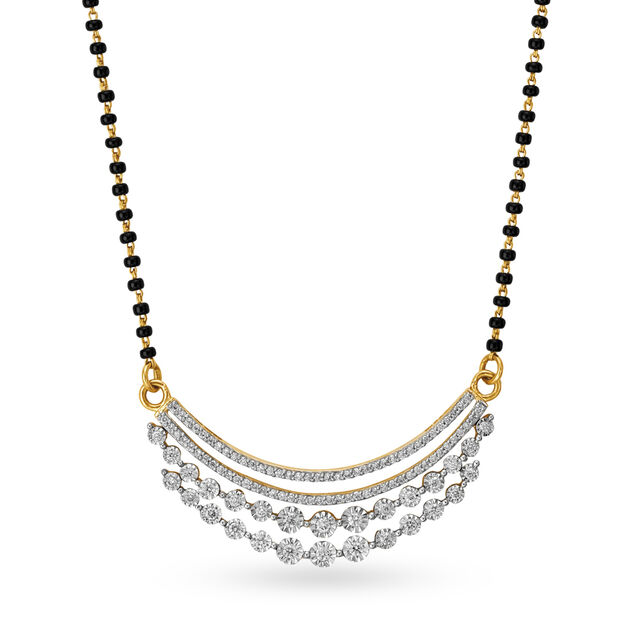 Stunning Minimal Diamond Mangalsutra in Yellow and White Gold,,hi-res image number null