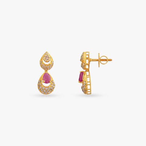 Ruby Teardrop Stone Drop Earrings