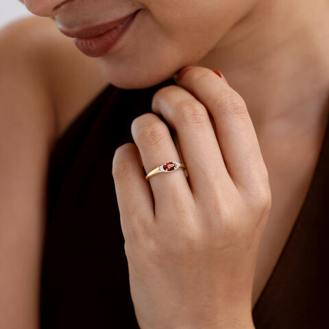 Radiant Garnet Diamond Ring