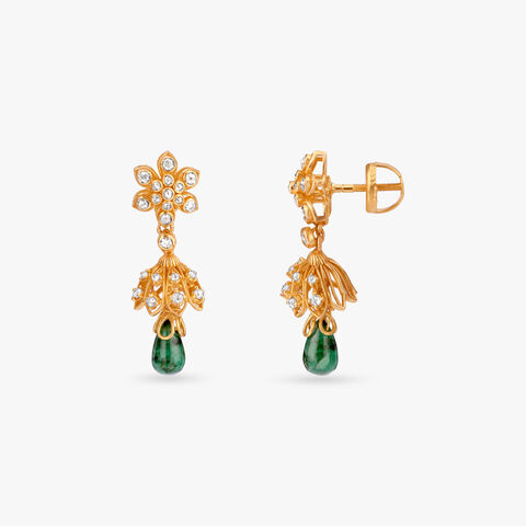 Dimensional Veil Gold Jhumka Earrings