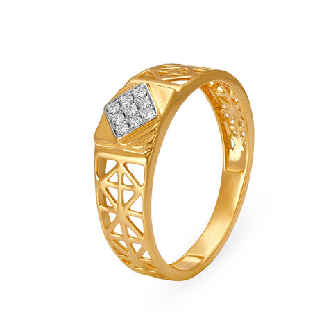 Bold Geometric Diamond Finger Ring for Men