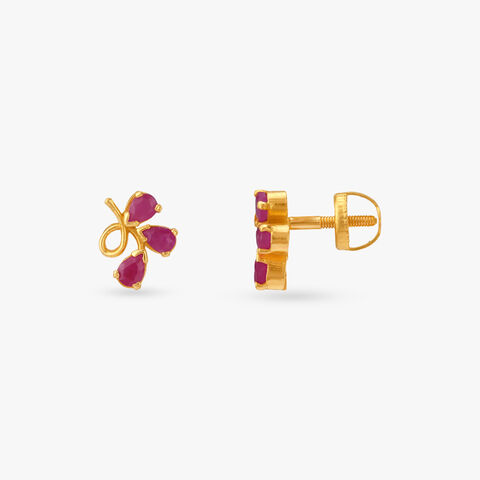 Whimsical Twist Ruby Stud Earrings