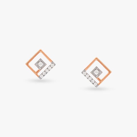 Geometric Diamond Stud Earrings