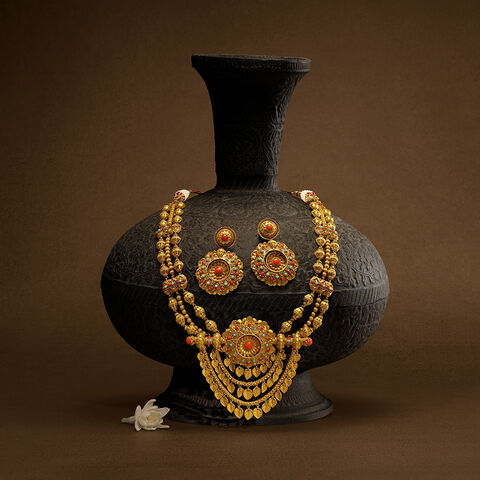 Vibrant Necklace Set with Turquoise and Coral Stones