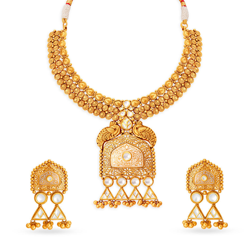 Modern tanishq gold necklace deals set designs with price