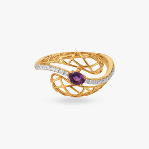Lattice Curve Diamond Ring alternate view 1