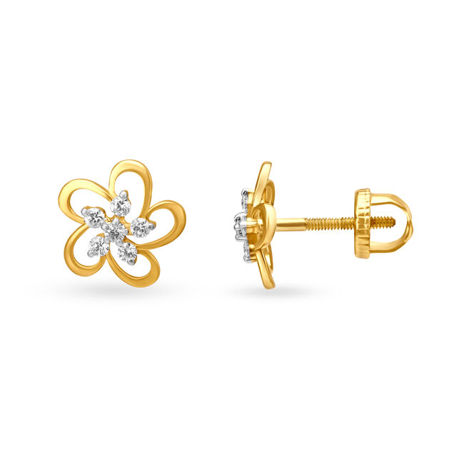 Blooming Flower Gold Stud Earrings,,hi-res image number null