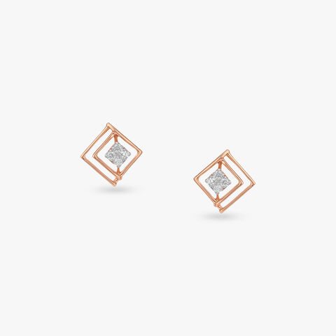 Radiant Frame Diamond Stud Earrings