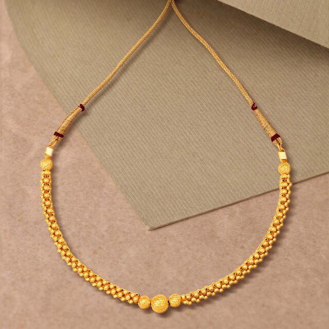 Ribbed Beaded Necklace in Gold