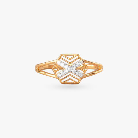 Chevron Cross Diamond Ring