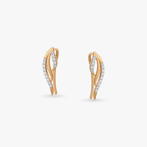 Gentle Arc Diamond Stud Earrings