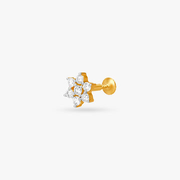 Majestic Floral Gold and Diamond Nose Pin