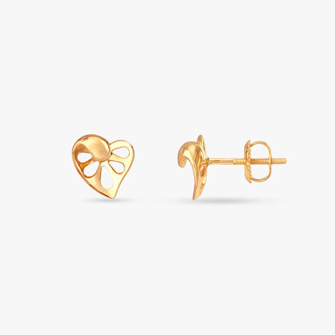 Petal Heart Gold Stud Earrings