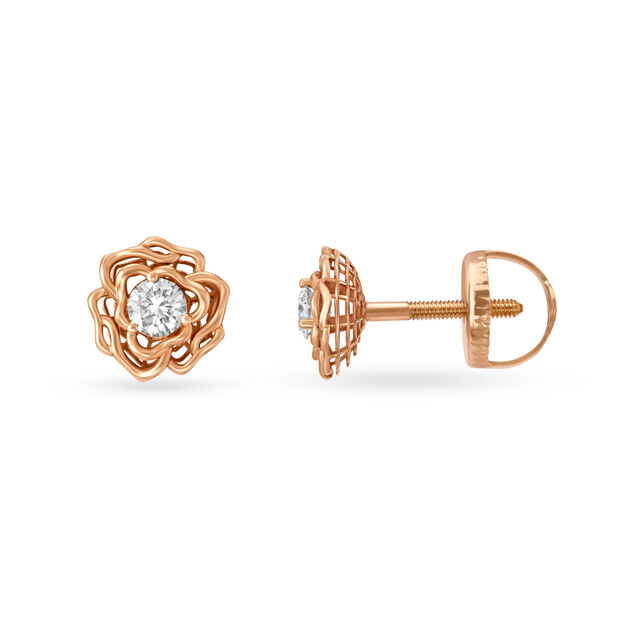 Mesmerizing Diamond Stud Earrings in Rose Gold,,hi-res image number null