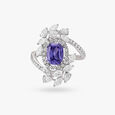 Breathtaking Blue Stone and Diamond Haven Finger Ring,,hi-res image number null