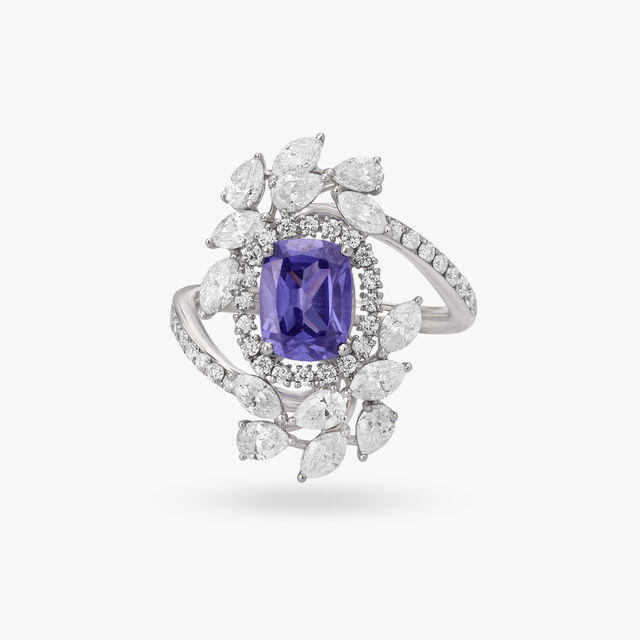 Breathtaking Blue Stone and Diamond Haven Finger Ring,,hi-res image number null