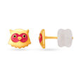 Owl Face Gold Stud Earrings For Kids,,hi-res image number null