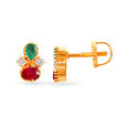 Traditional 22 Karat Yellow Gold Stone Earrings,,hi-res image number null