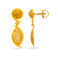 Ornate Spiral Motif Gold Drop Earrings,,hi-res image number null