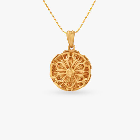 Sunburst Medallion Gold Pendant for Men