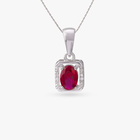 Crimson Regal Silver Pendant and Earrings Set
