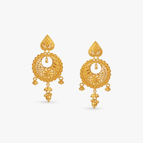 Ornate Charm Gold Drop Earrings
