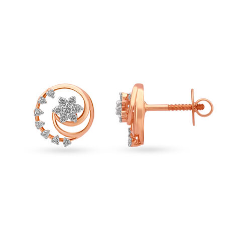 Charming Rose Gold and Diamond Fancy Stud Earrings