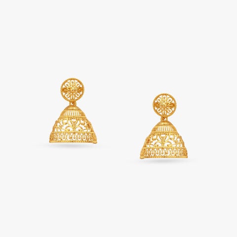 Filigree Bloom Gold Jhumka Earrings