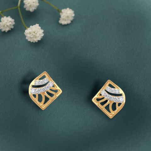 Sunbeam Grid Diamond Stud Earrings