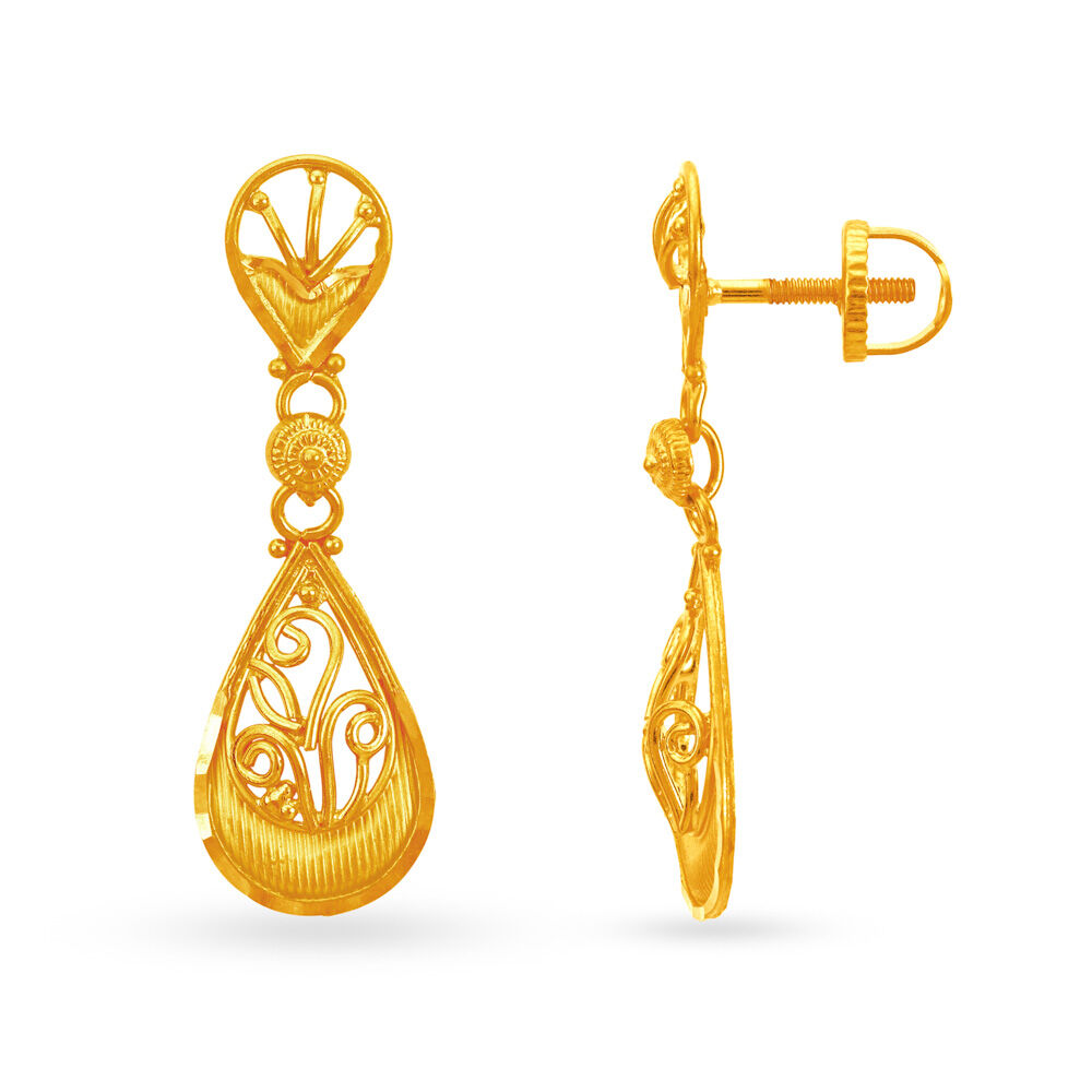 Tantalizing 22 Karat Yellow Gold Teardrop Drop Earrings