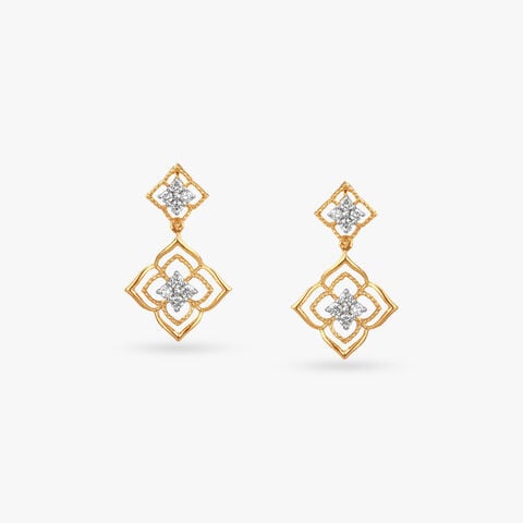 Clover Frame Diamond Drop Earrings