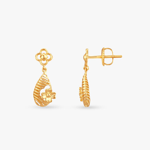 Spiral Bloom Gold Drop Earrings