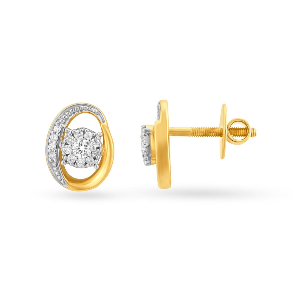 Modern Single Stone Diamond Stud Earrings