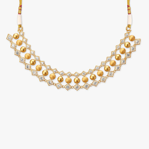 Brushed Bead Gold Necklace Set