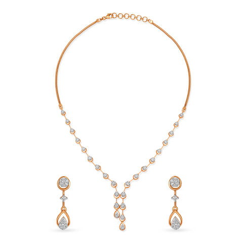 Glistening Rose Gold and Diamond Necklace Set
