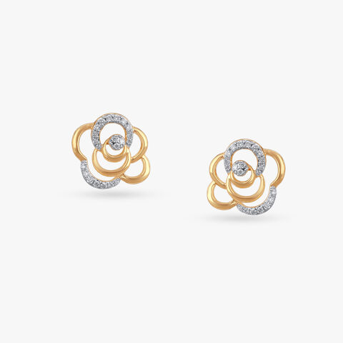 Floral Frost Diamond Stud Earrings