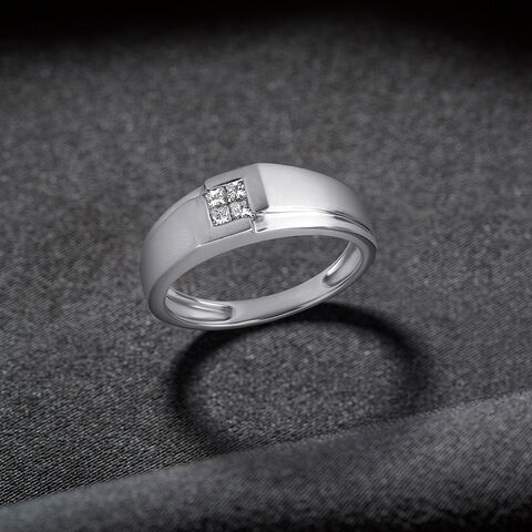 Edgy Geometric Platinum and Diamond Ring