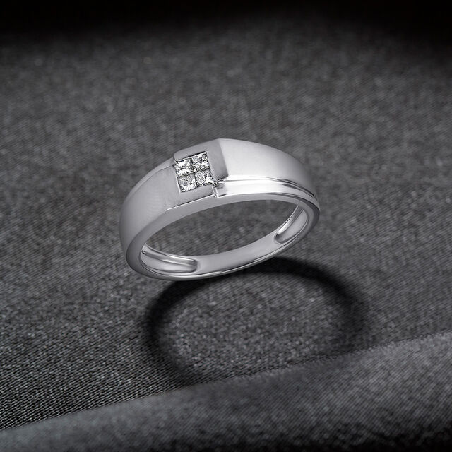 Edgy Geometric Platinum and Diamond Ring,,hi-res image number null