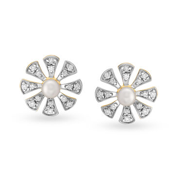 Classy Floral Diamond Stud Earrings