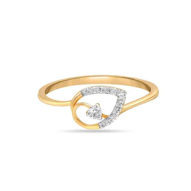 18 KT Yellow Gold Leafy Radiance Diamond Ring,,hi-res image number null